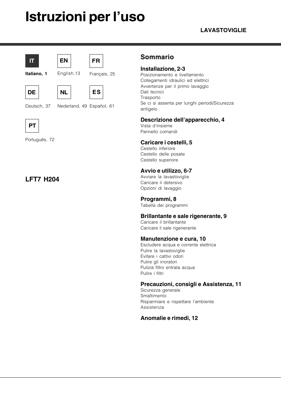 Hotpoint Ariston LFT7 H204 HX User Manual | 84 pages