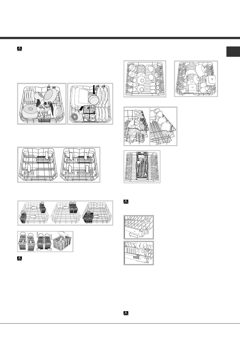 Loading the racks, Lower rack and cutlery basket, Upper rack | Hotpoint Ariston LFTA+ H204 HX User Manual | Page 17 / 84