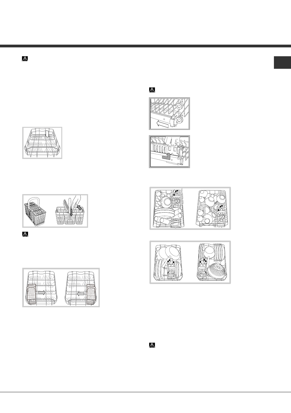 Caricare i cestelli, Cesto inferiore, Cestino delle posate | Cesto superiore | Hotpoint Ariston LST 114-HA User Manual | Page 5 / 84