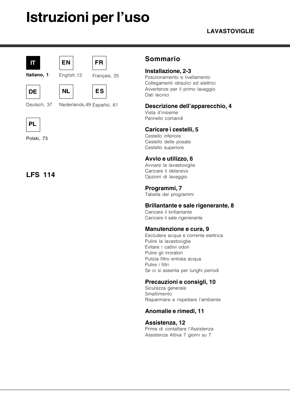 Hotpoint Ariston LFS 114 BK-HA User Manual | 84 pages