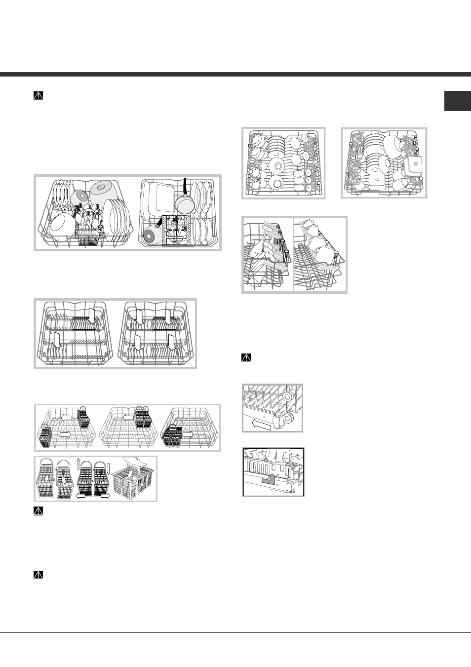 Beschickung der körbe, Unterer korb und besteckkorb, Oberer korb | Hotpoint Ariston PFK 7M4B User Manual | Page 41 / 84