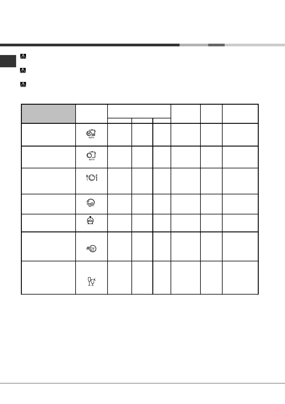 Spülprogramme | Hotpoint Ariston PFK 7M4B User Manual | Page 44 / 84