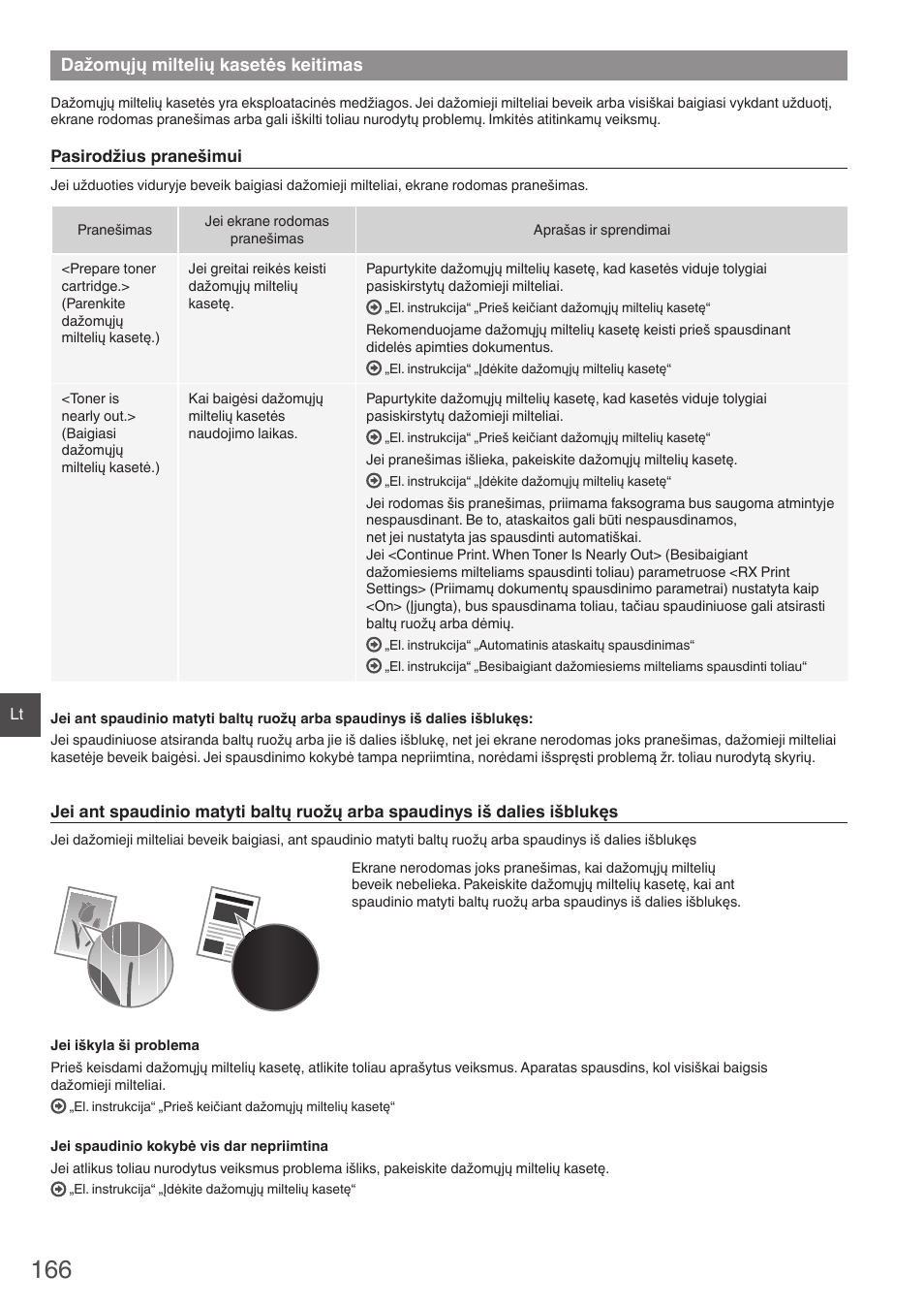 Dažomųjų miltelių kasetės keitimas, Pastabos | Canon i-SENSYS MF4870dn User Manual | Page 166 / 292