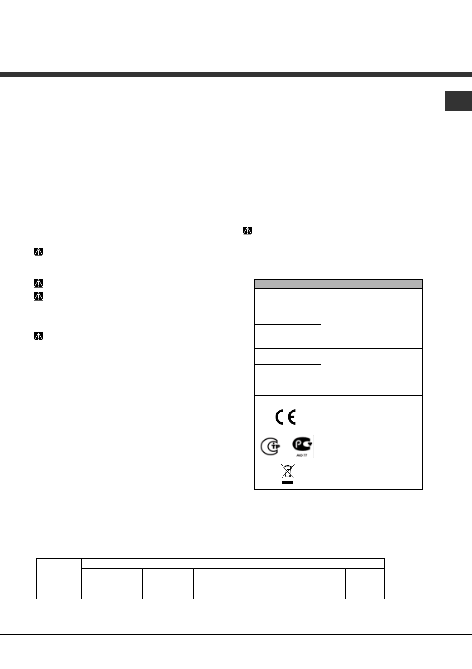 Avvertenze per il primo lavaggio | Hotpoint Ariston PFT 8H4X User Manual | Page 3 / 84