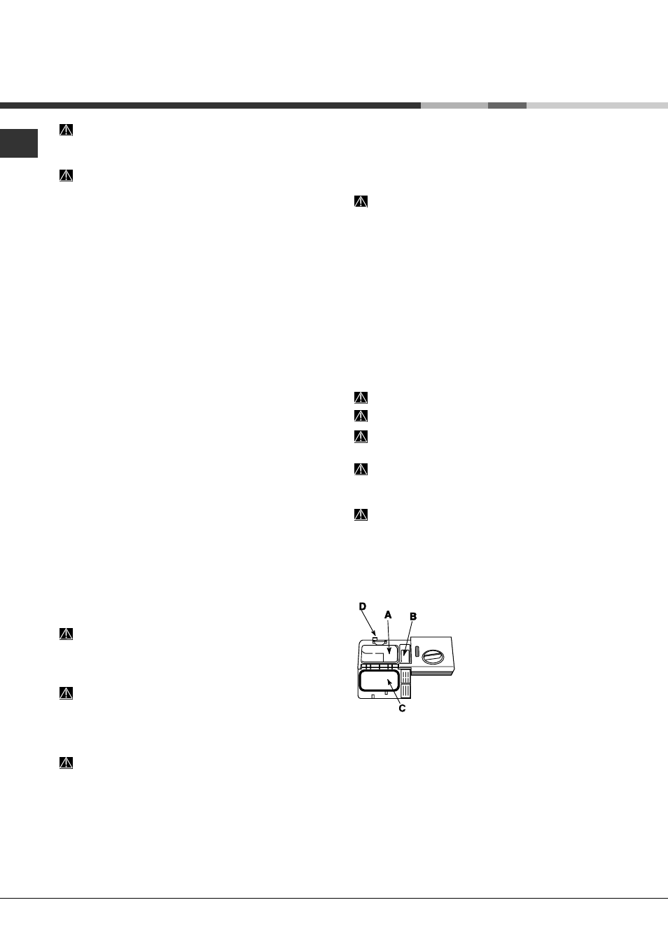 Avvio e utilizzo, Avviare la lavastoviglie, Caricare il detersivo | Hotpoint Ariston PFT 8H4X User Manual | Page 6 / 84