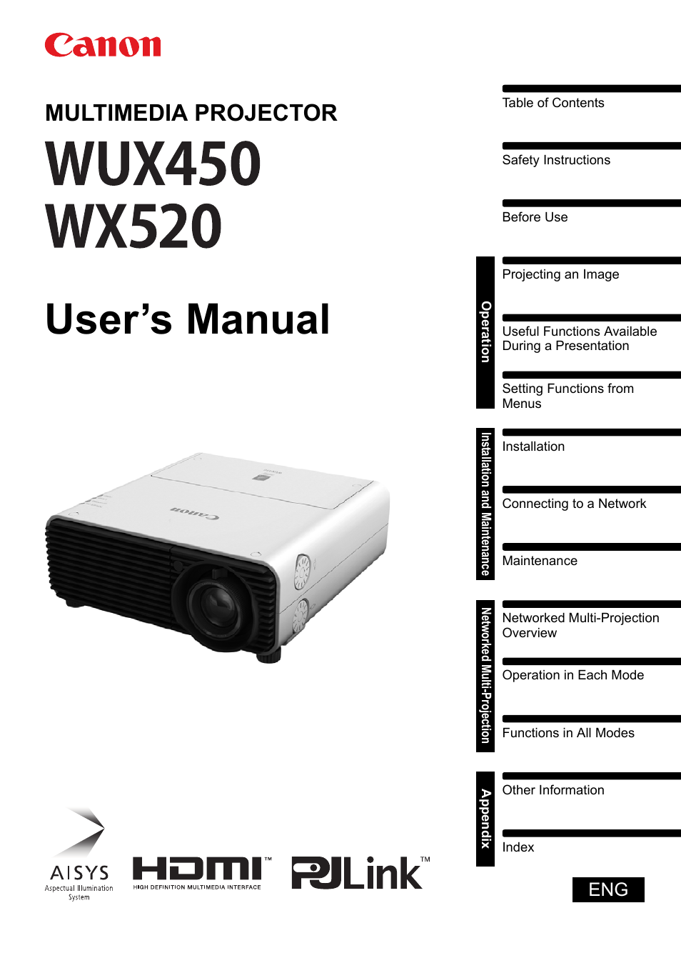 Canon XEED WUX450 User Manual | 308 pages