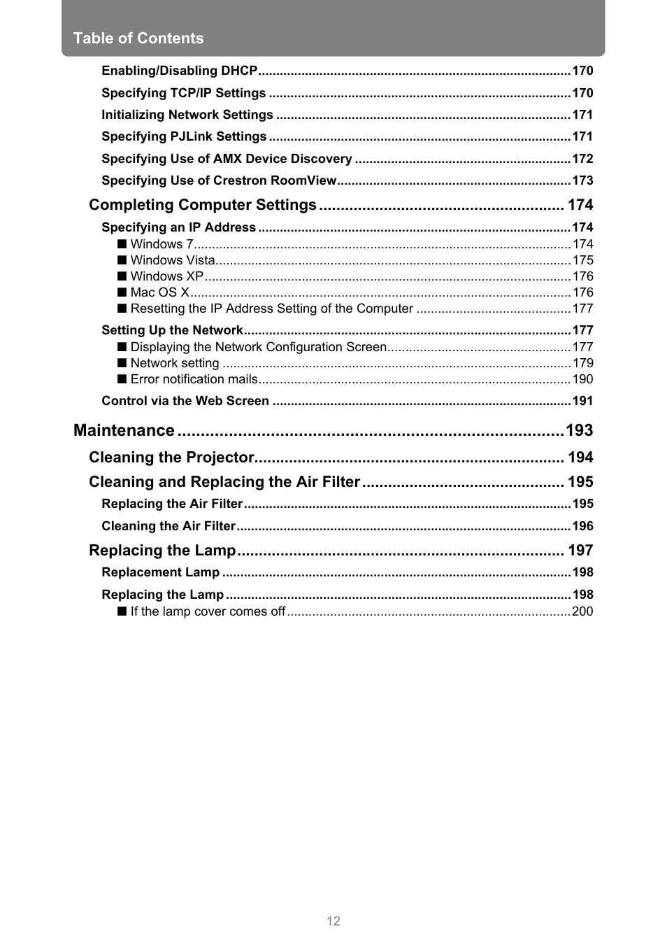 Maintenance | Canon XEED WUX450 User Manual | Page 12 / 308