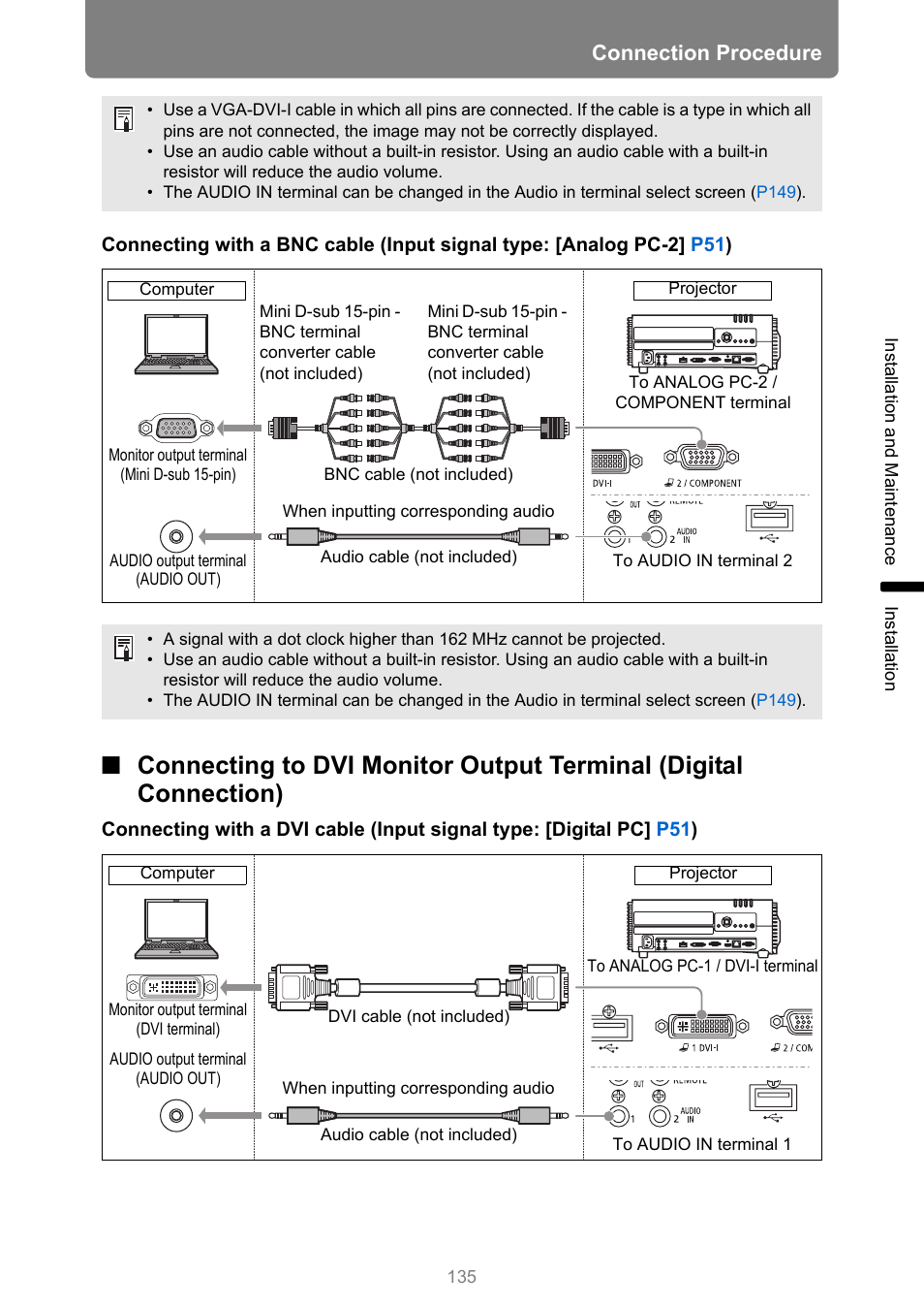 P135, Connection procedure | Canon XEED WUX450 User Manual | Page 135 / 308
