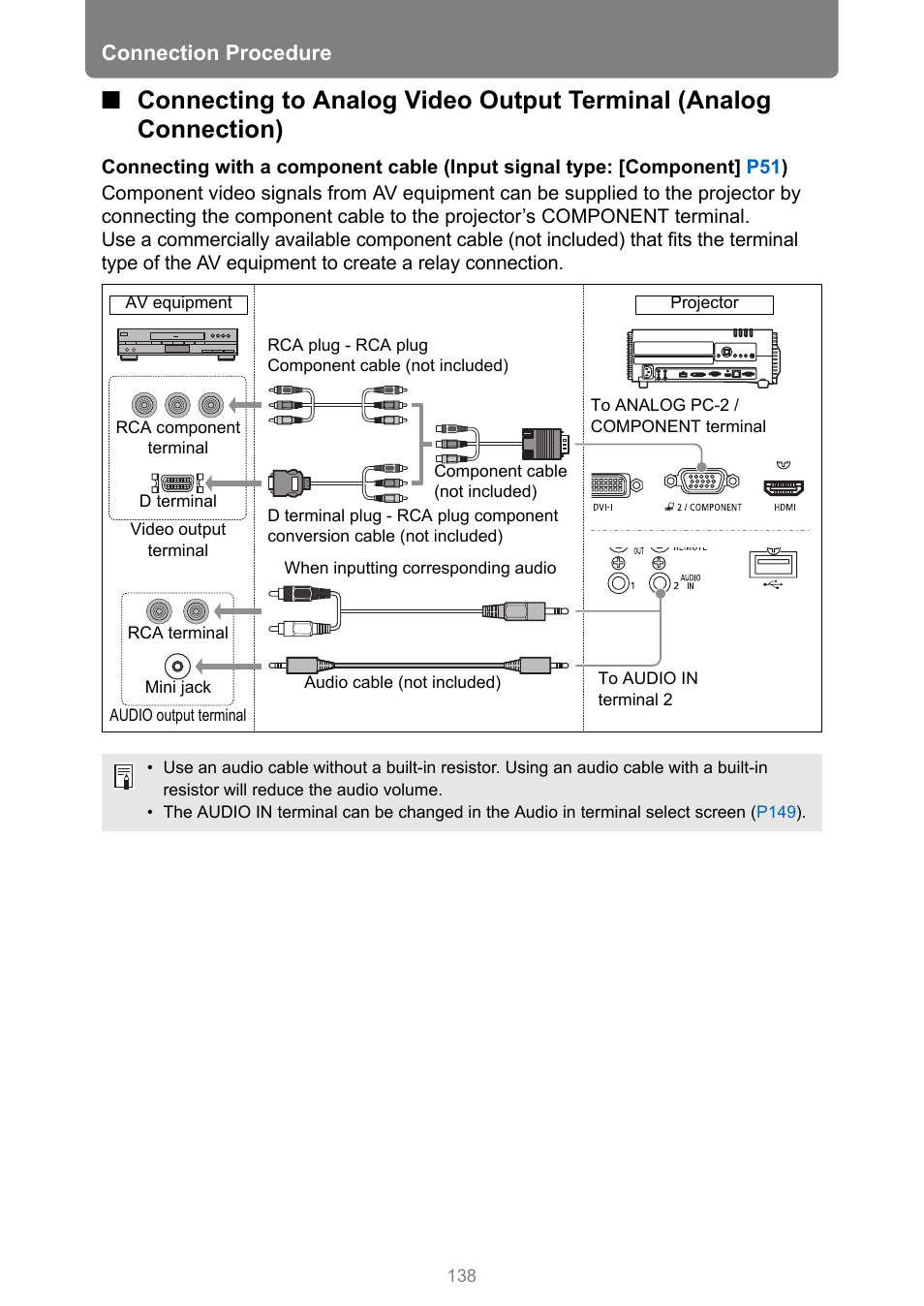 P138, Connection procedure | Canon XEED WUX450 User Manual | Page 138 / 308