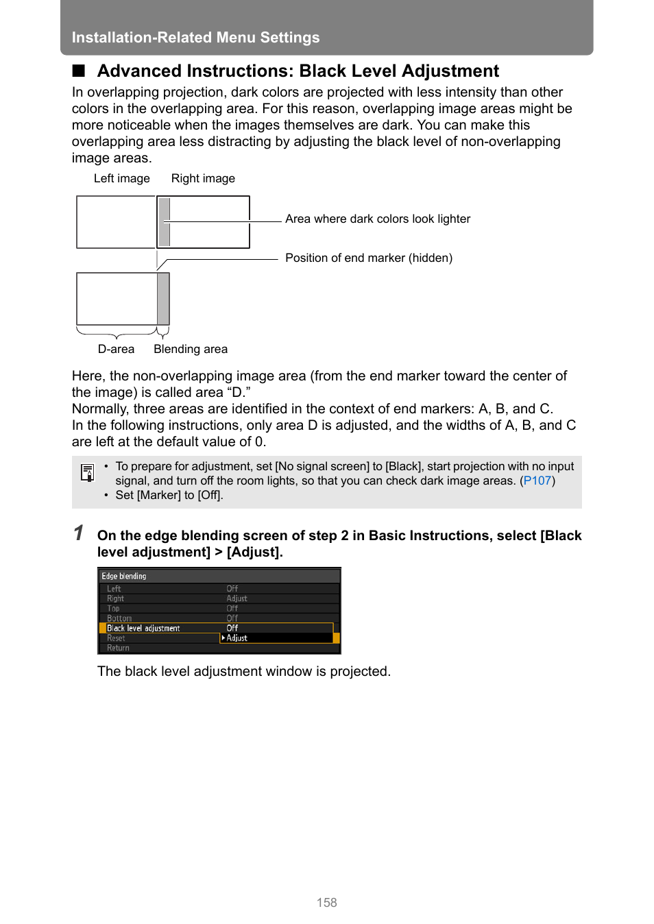 Advanced instructions: black level adjustment | Canon XEED WUX450 User Manual | Page 158 / 308