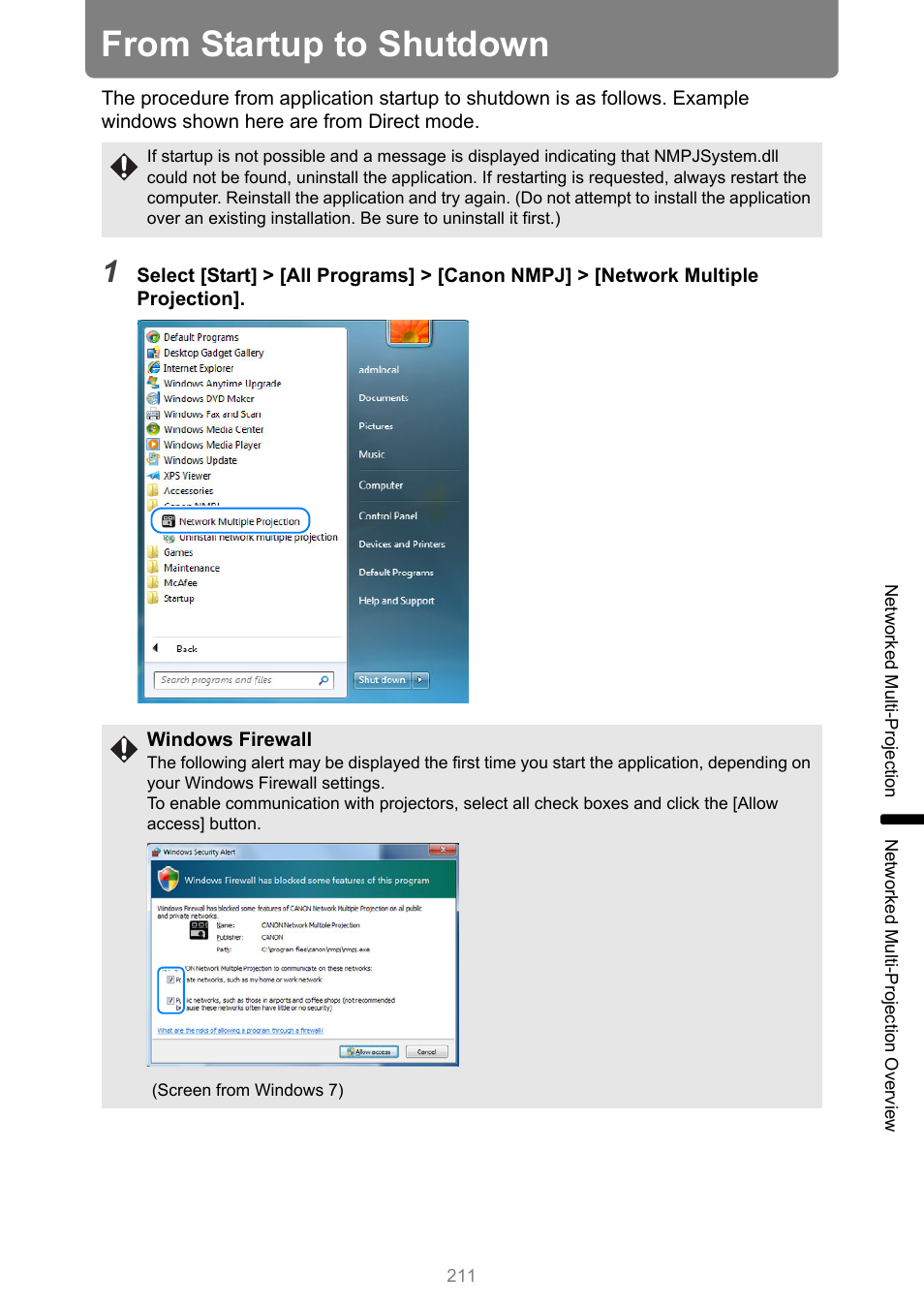 From startup to shutdown | Canon XEED WUX450 User Manual | Page 211 / 308