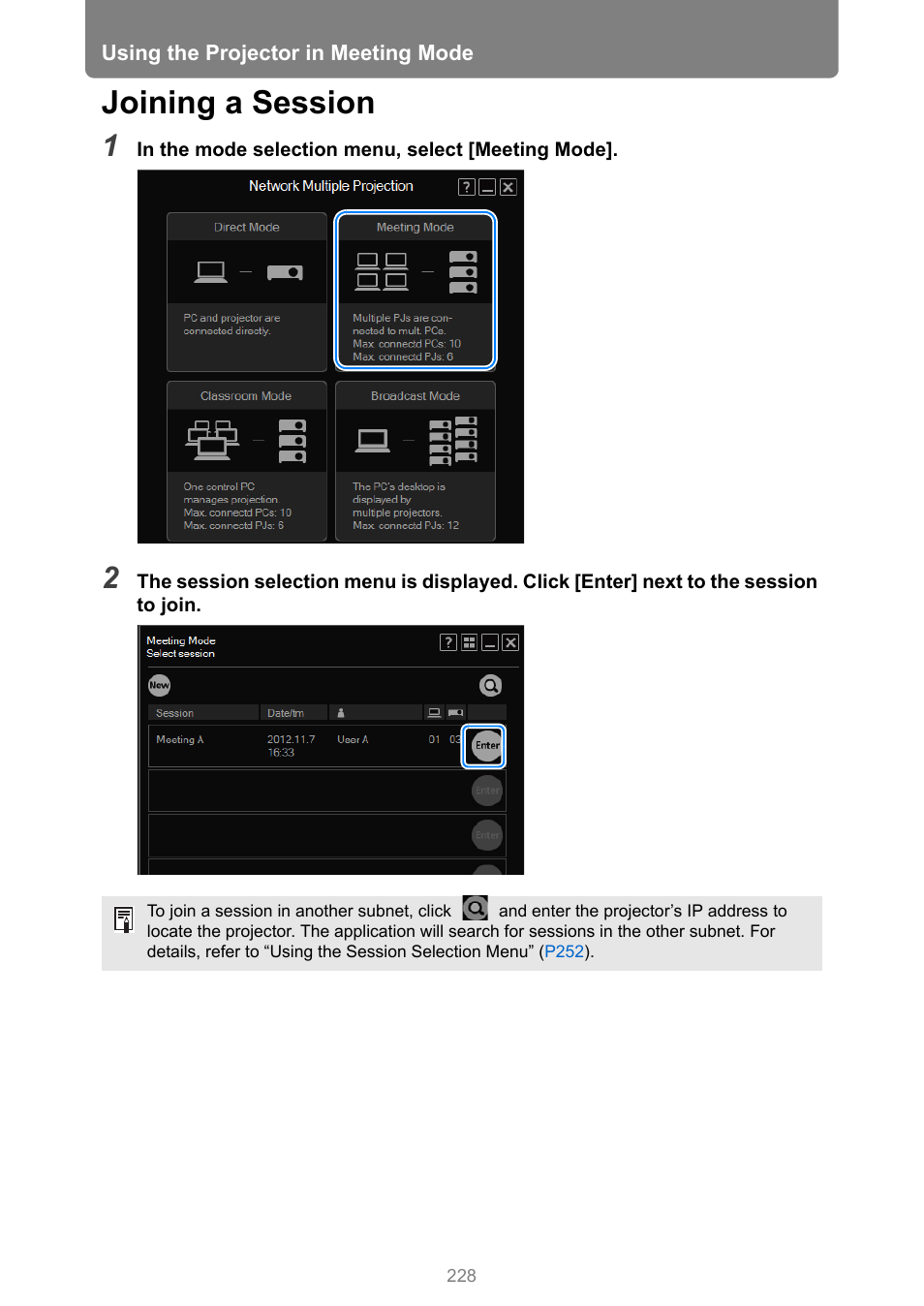 Joining a session | Canon XEED WUX450 User Manual | Page 228 / 308