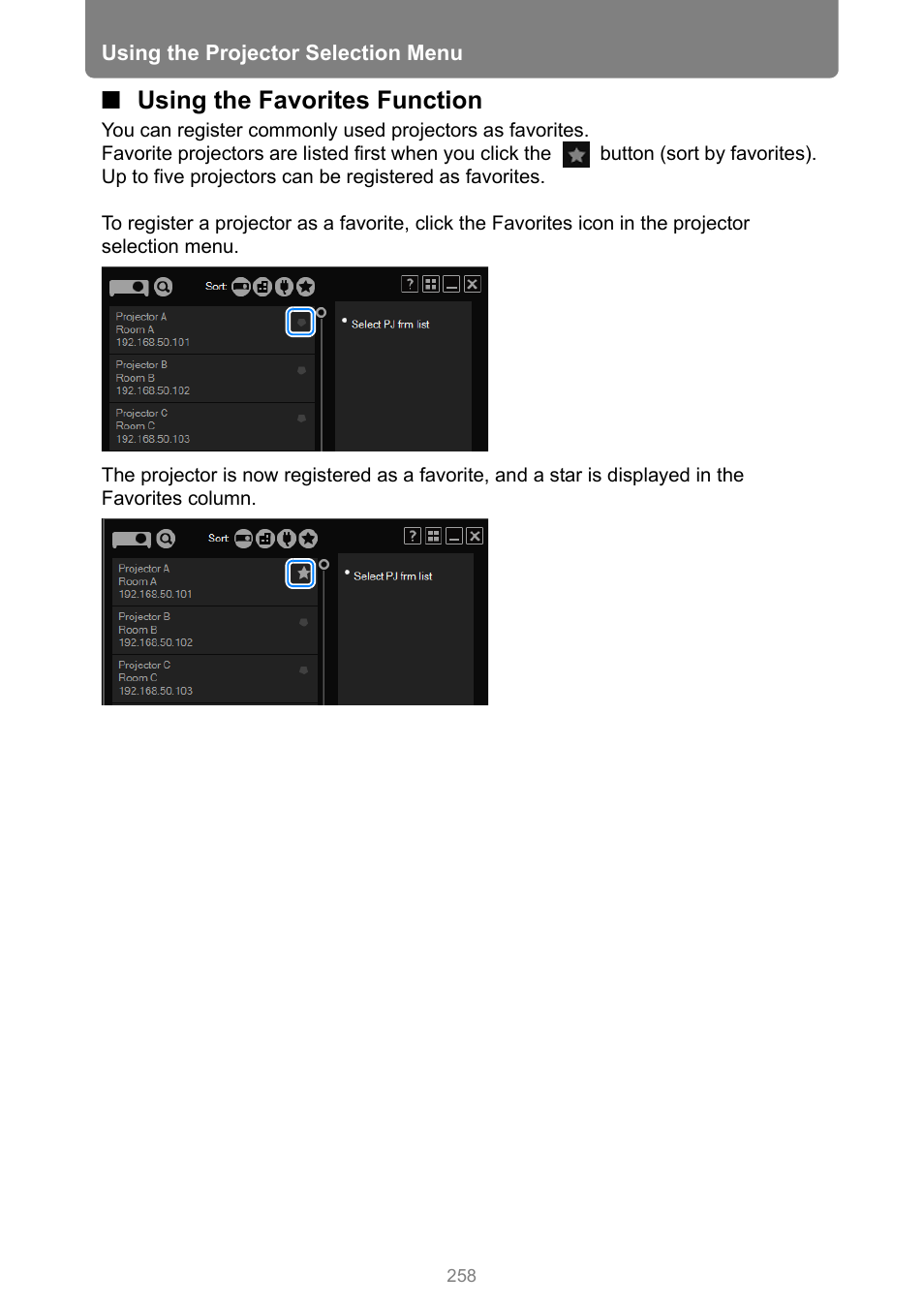 Using the favorites function | Canon XEED WUX450 User Manual | Page 258 / 308