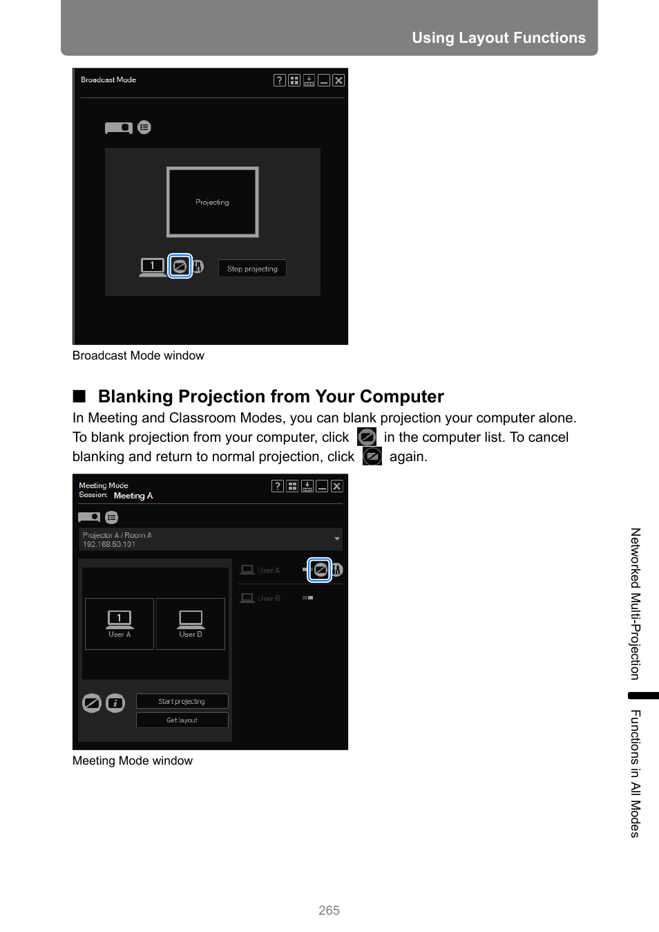 Blanking projection from your computer | Canon XEED WUX450 User Manual | Page 265 / 308
