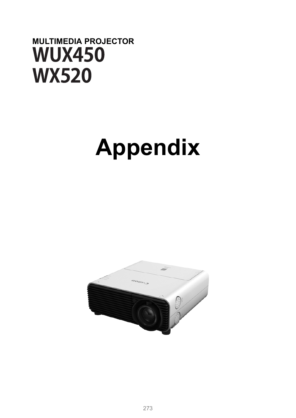 Appendix | Canon XEED WUX450 User Manual | Page 273 / 308