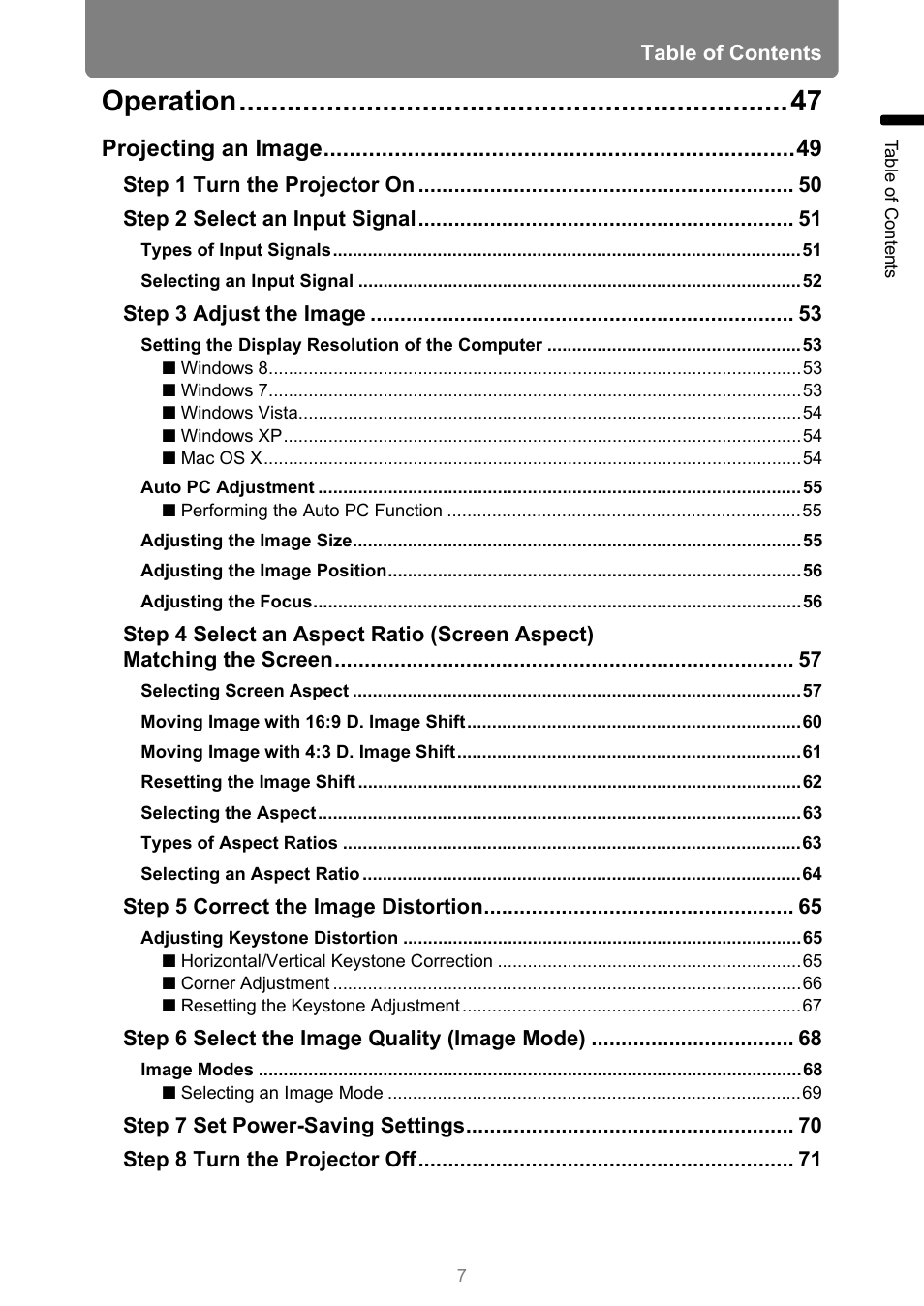 Operation, Projecting an image | Canon XEED WUX450 User Manual | Page 7 / 308