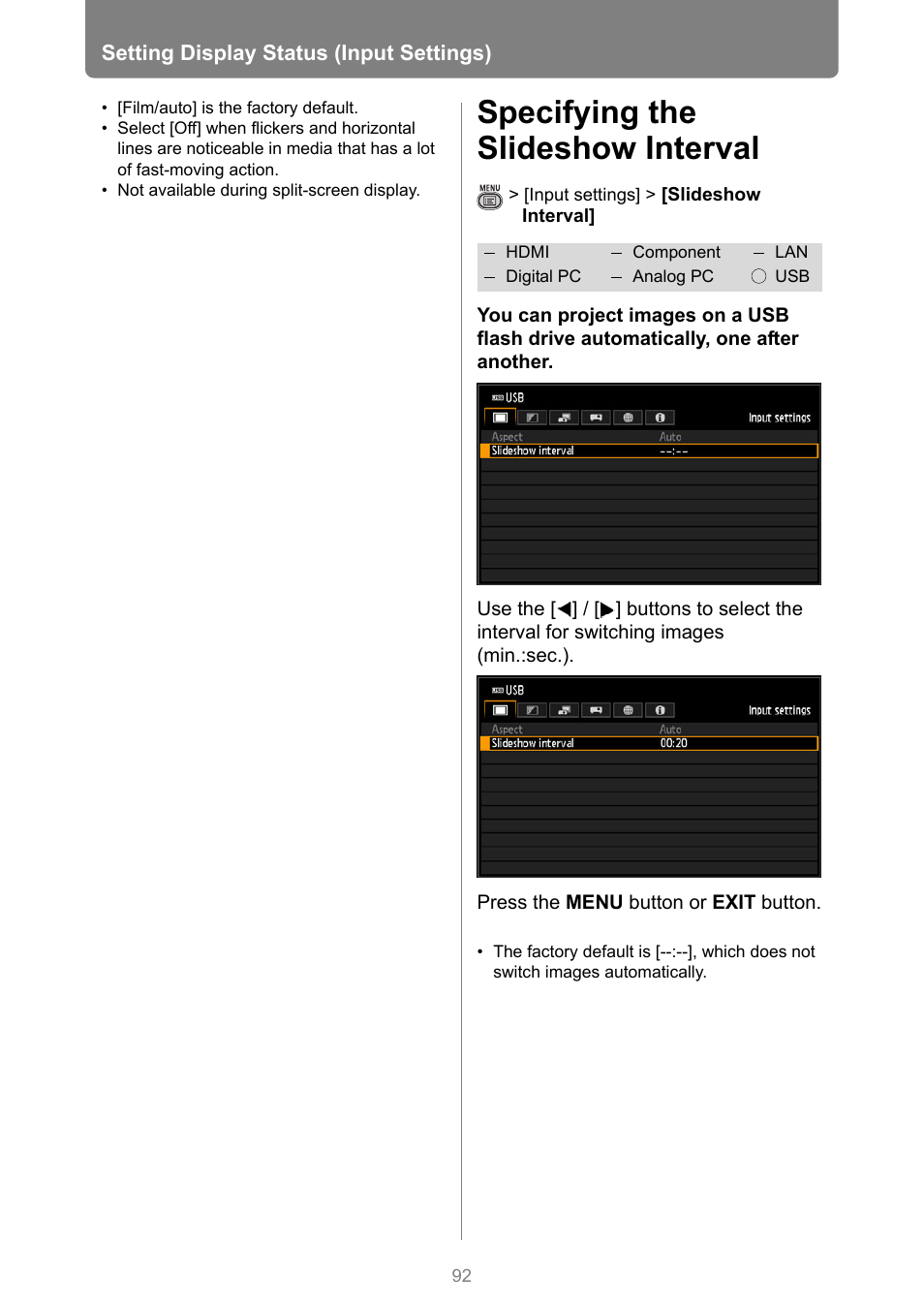 Specifying the slideshow interval | Canon XEED WUX450 User Manual | Page 92 / 308