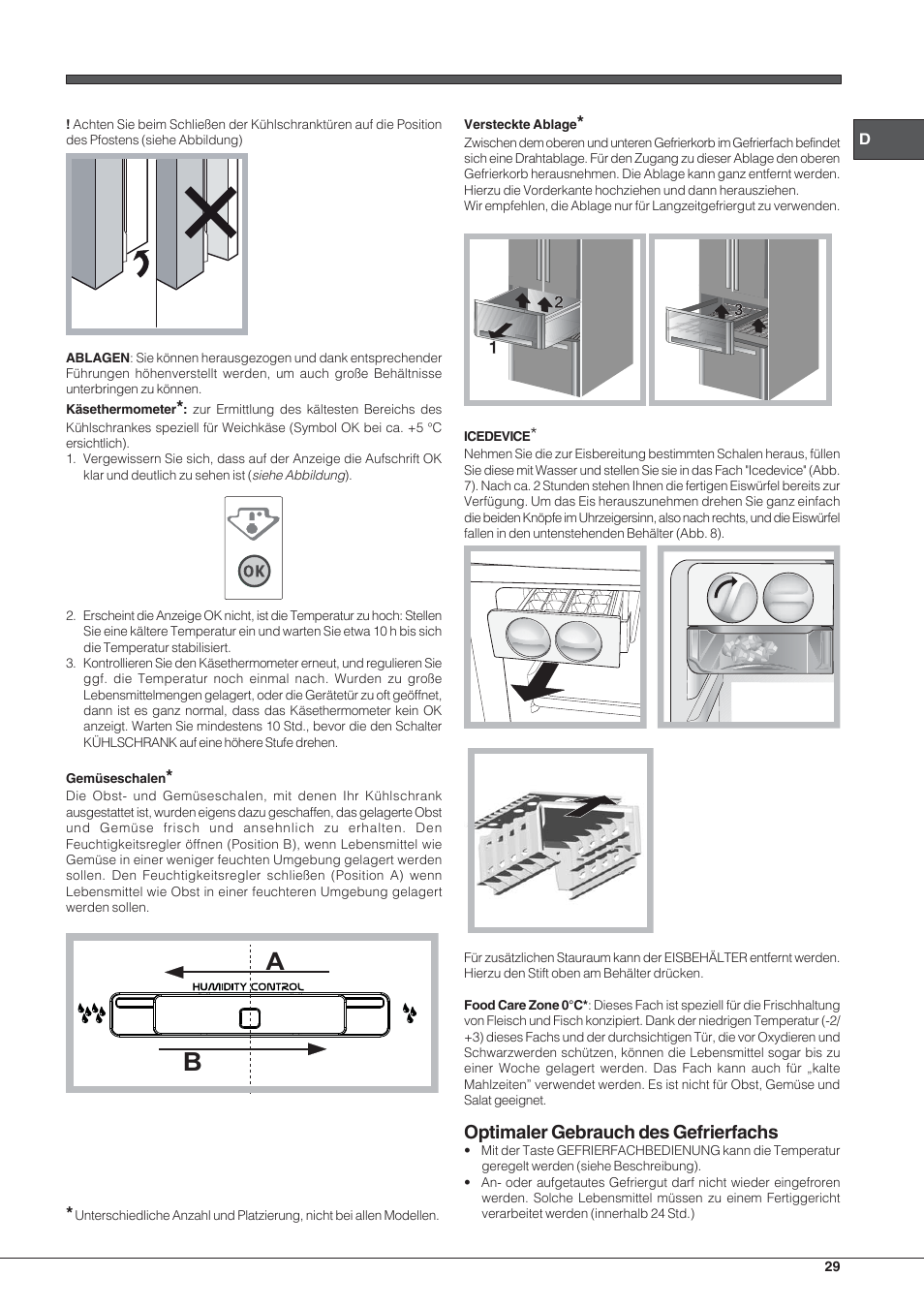 Optimaler gebrauch des gefrierfachs | Hotpoint Ariston Combinato Quadrio E4D AAA X C User Manual | Page 29 / 52