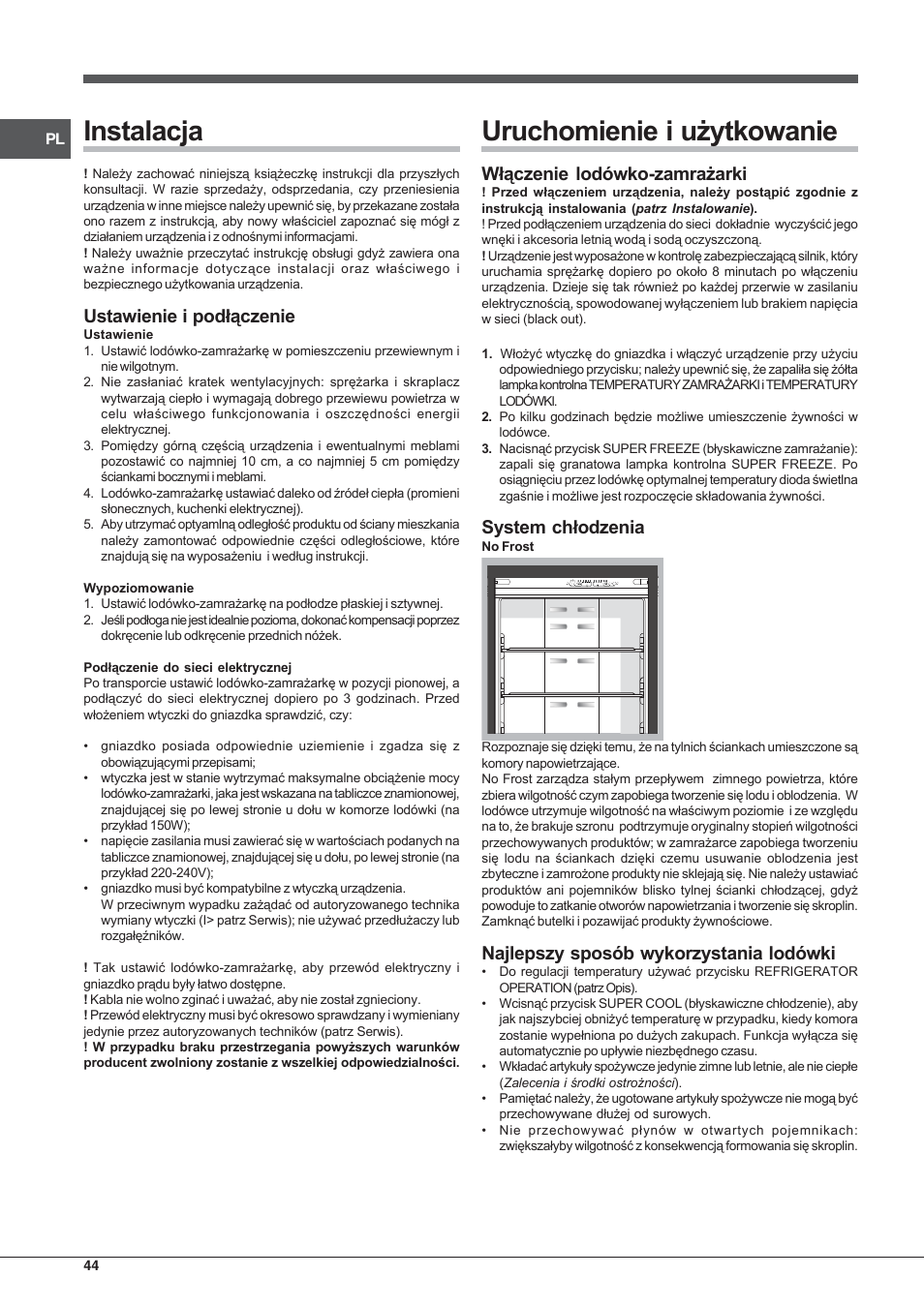 Hotpoint Ariston Combinato Quadrio E4D AAA X C User Manual | Page 44 / 52