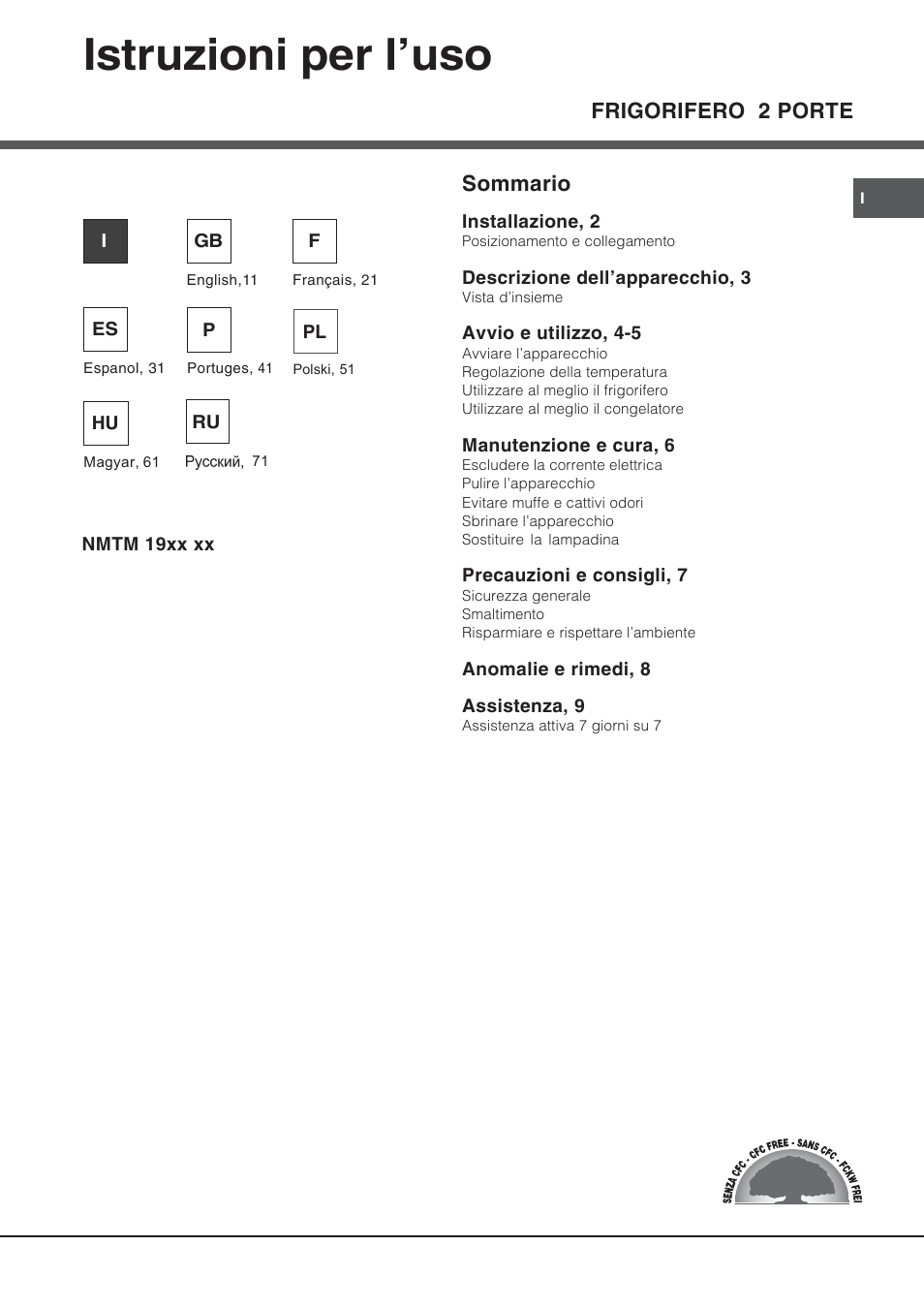 Hotpoint Ariston Doppia Porta NMTM 192A VWB User Manual | 80 pages