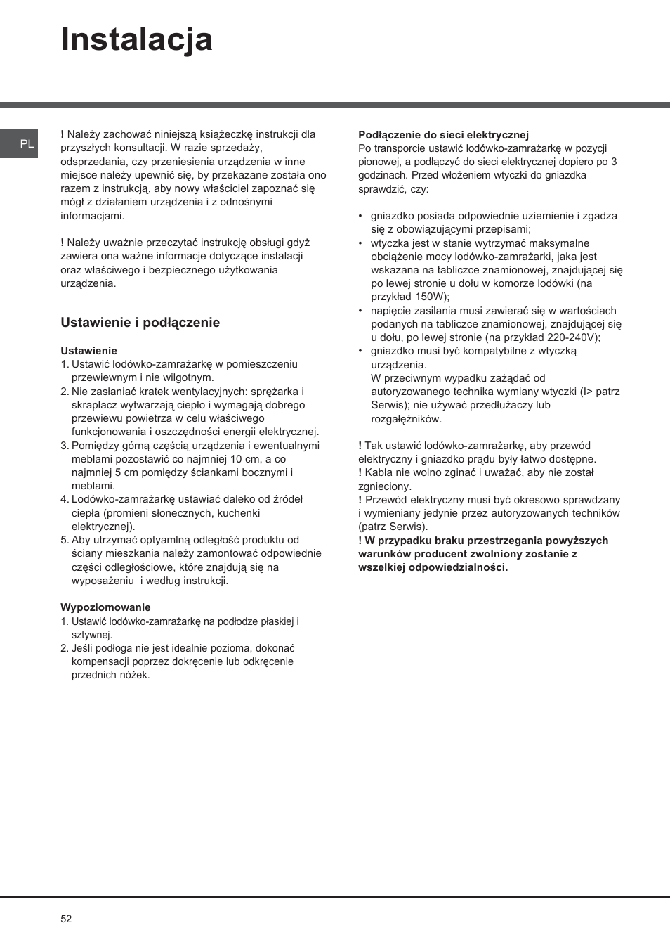 Hotpoint Ariston Doppia Porta NMTM 192A VWB User Manual | Page 52 / 80