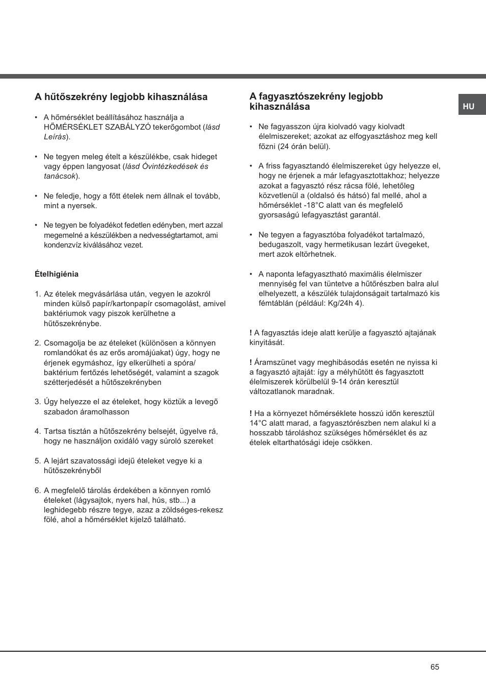 Hotpoint Ariston Doppia Porta NMTM 192A VWB User Manual | Page 65 / 80