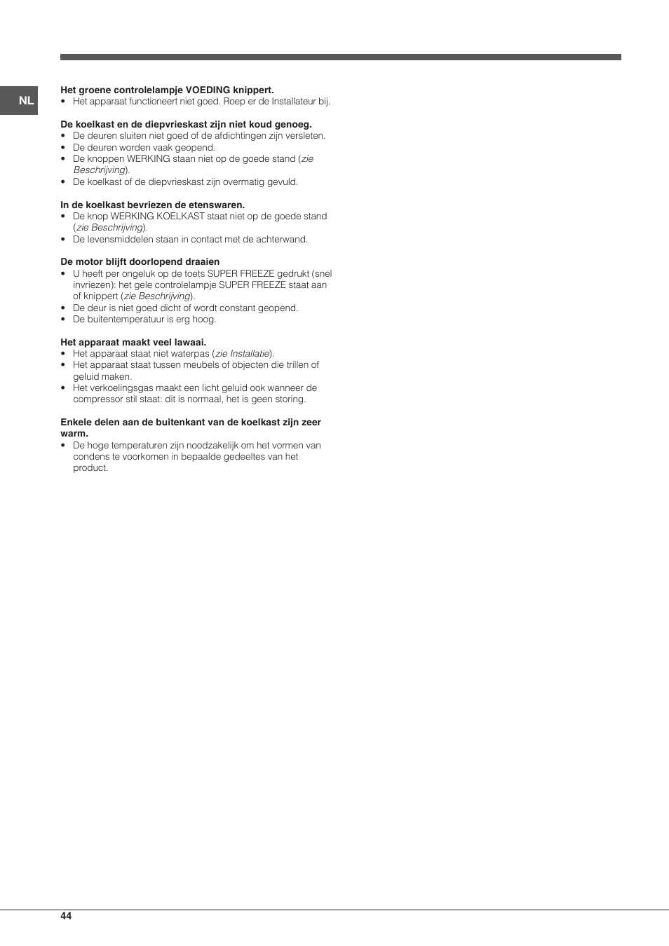 Hotpoint Ariston Combinato NMBL 192A FW User Manual | Page 44 / 48