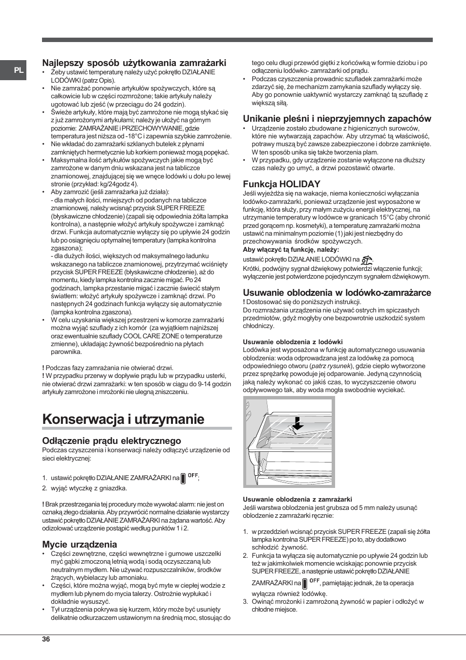 Hotpoint Ariston Combinato NMBL 192A CVW User Manual | Page 36 / 48