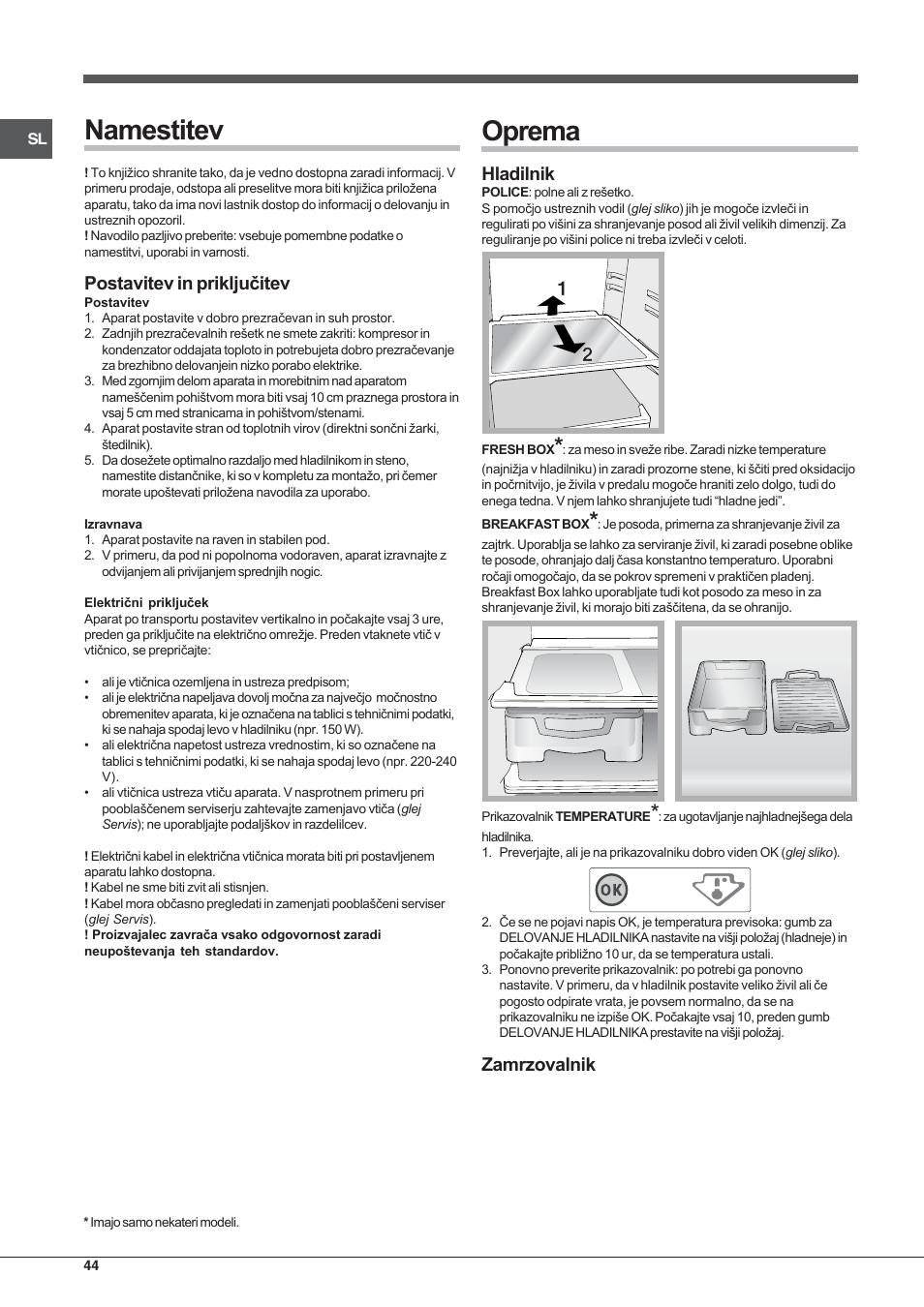 Hotpoint Ariston Combinato NMBL 192A CVW User Manual | Page 44 / 48