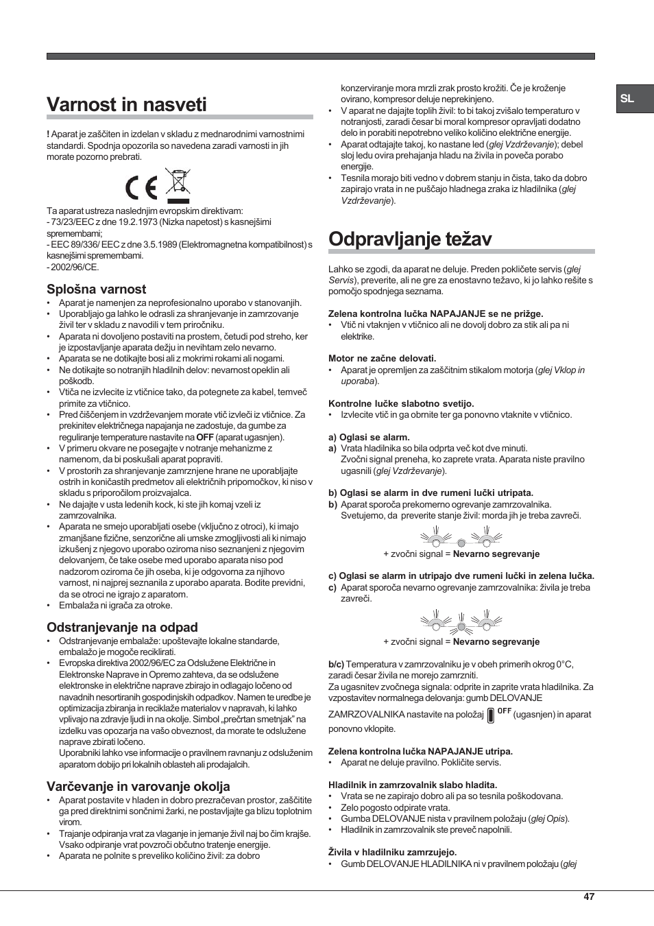 Hotpoint Ariston Combinato NMBL 192A CVW User Manual | Page 47 / 48