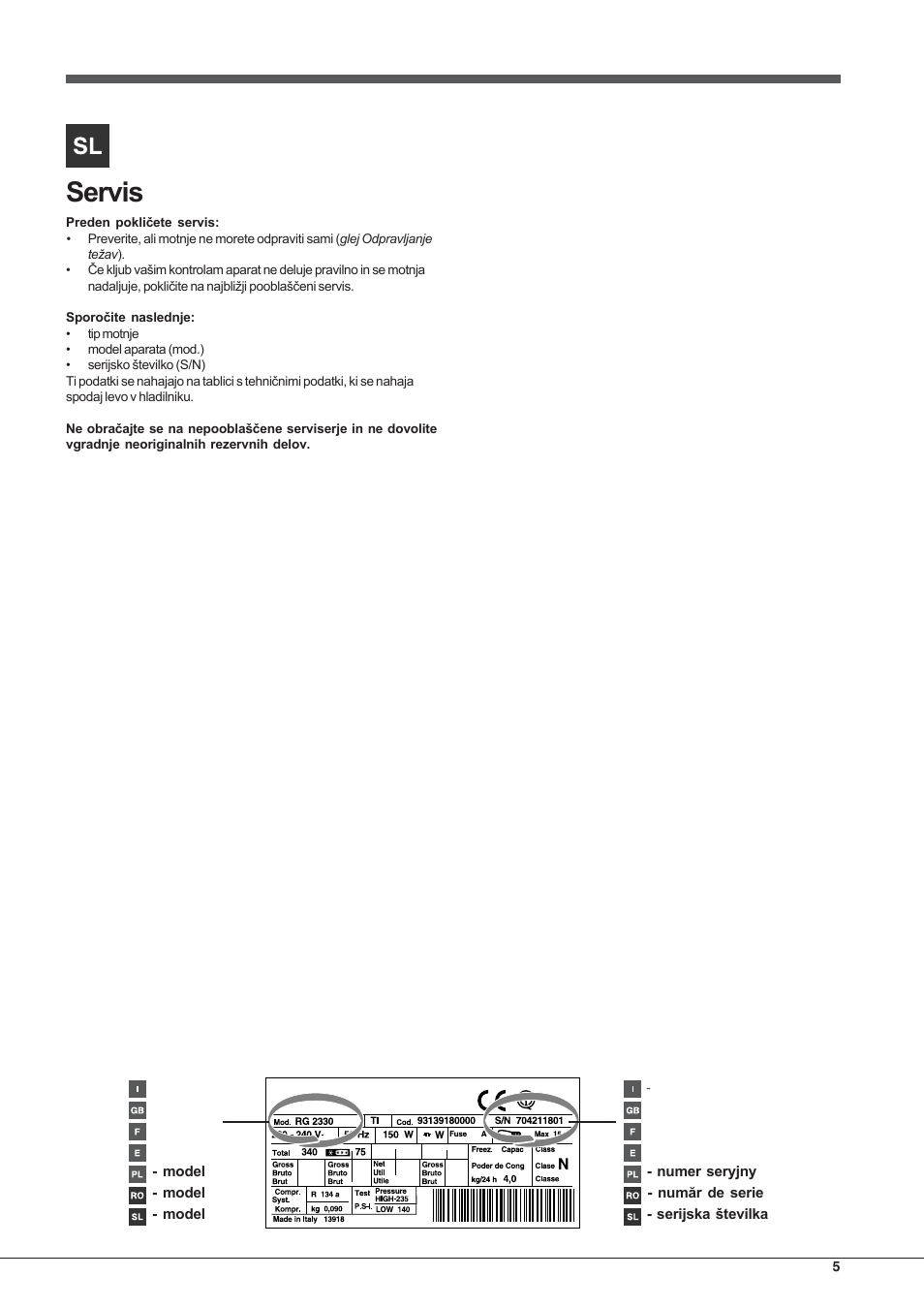 Hotpoint Ariston Combinato NMBL 192A CVW User Manual | Page 5 / 48