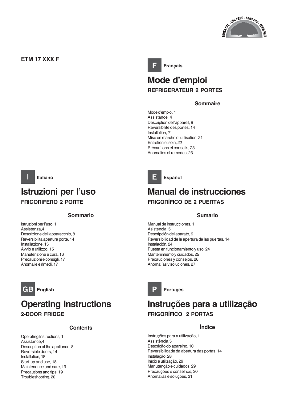 Hotpoint Ariston Doppia Porta ETM 17201 F User Manual | 56 pages