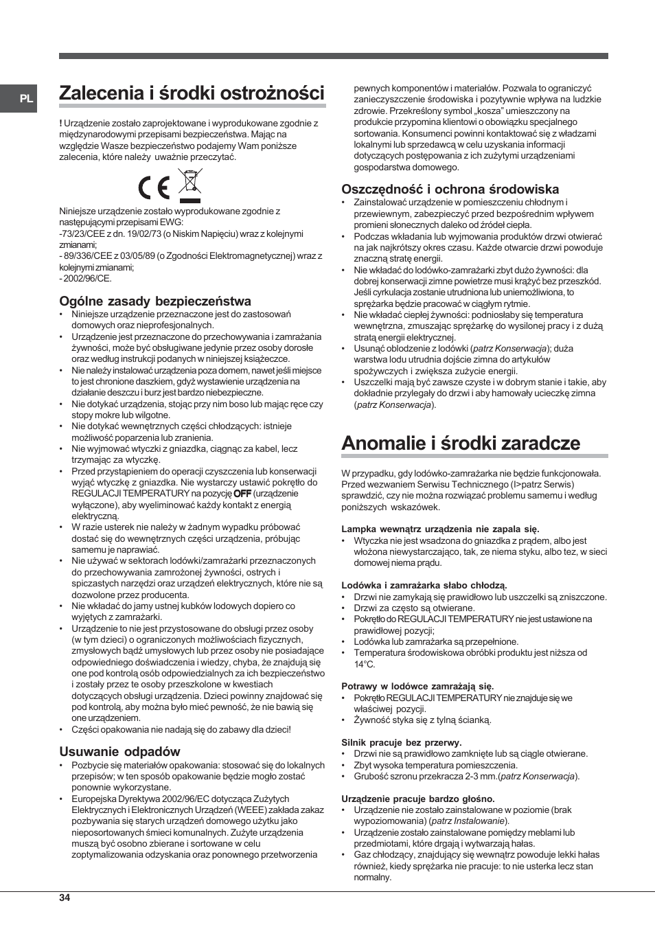 Hotpoint Ariston Doppia Porta ETM 17201 F User Manual | Page 34 / 56