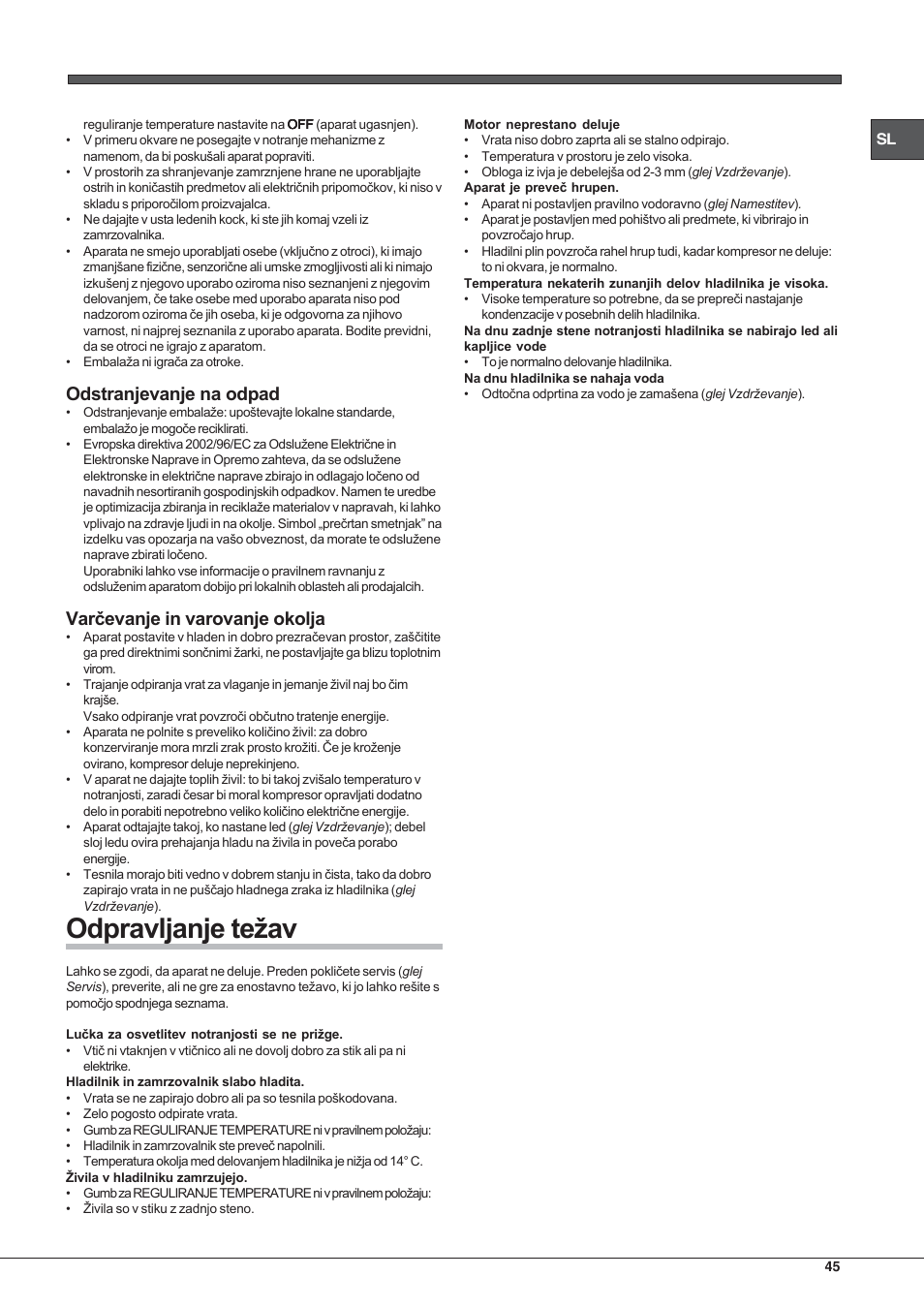 Hotpoint Ariston Doppia Porta ETM 17201 F User Manual | Page 45 / 56