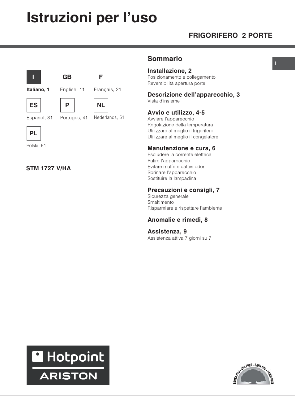 Hotpoint Ariston Doppia Porta STM 1727 V/HA User Manual | 72 pages