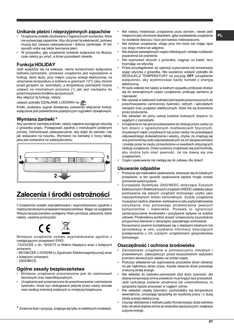 Hotpoint Ariston Combinato EBLH 18221 F User Manual | Page 47 / 52