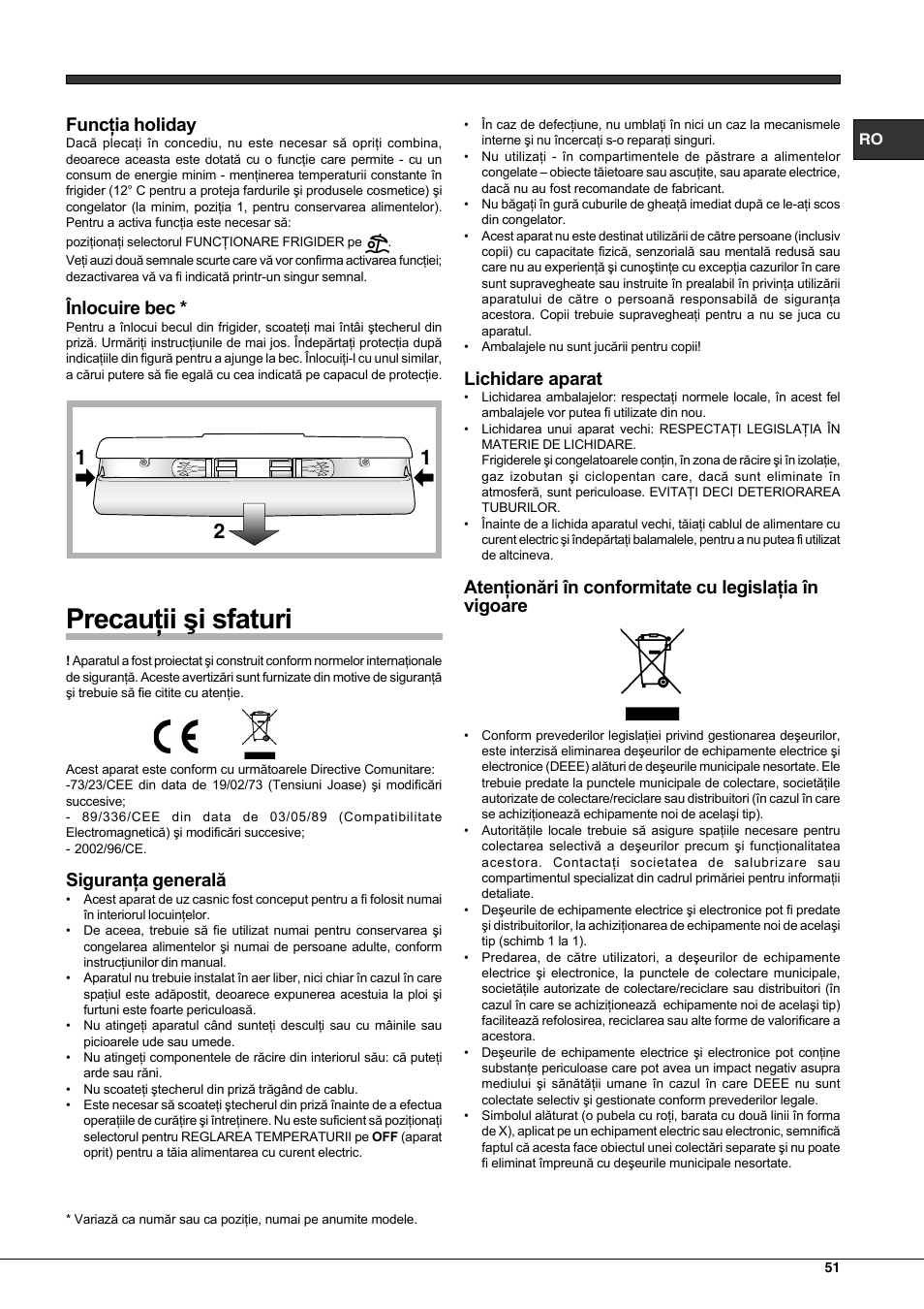 Hotpoint Ariston Combinato EBLH 18221 F User Manual | Page 51 / 52