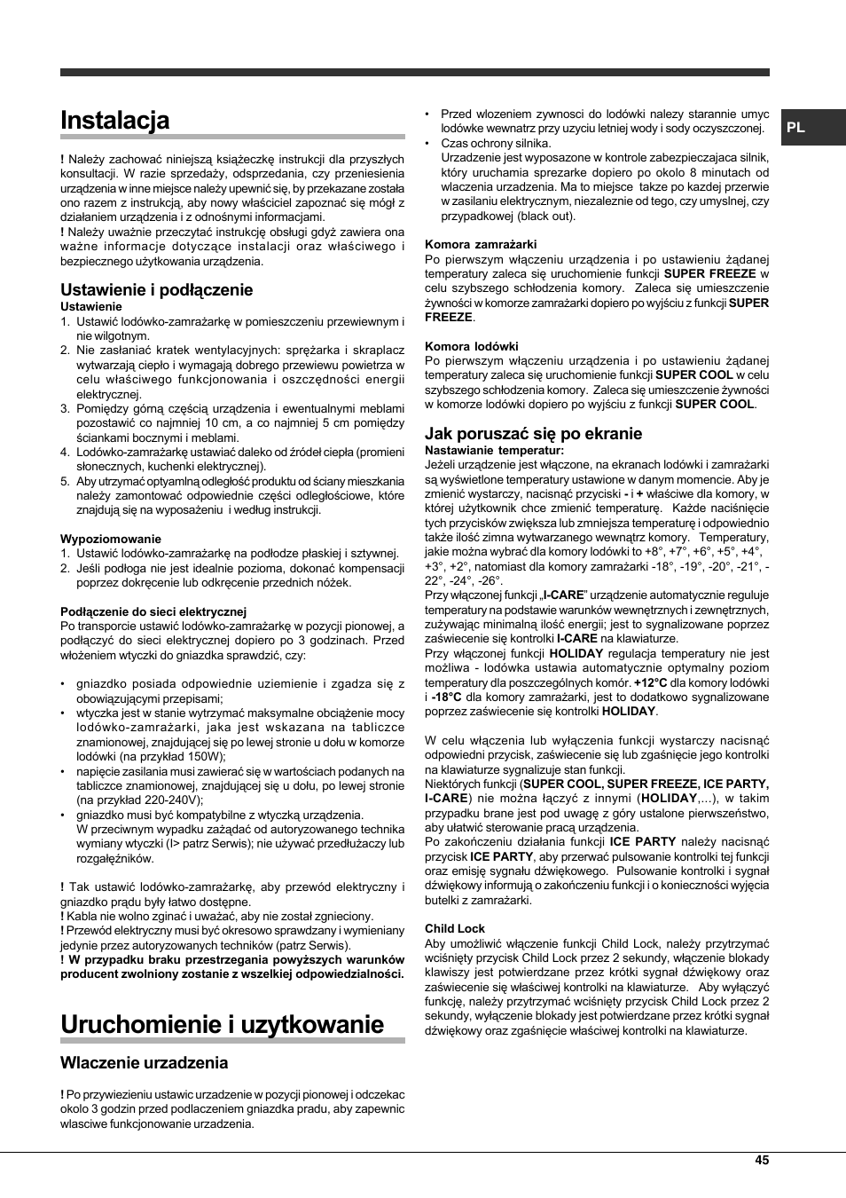 Hotpoint Ariston Combinato EBQH 20223 F User Manual | Page 45 / 52