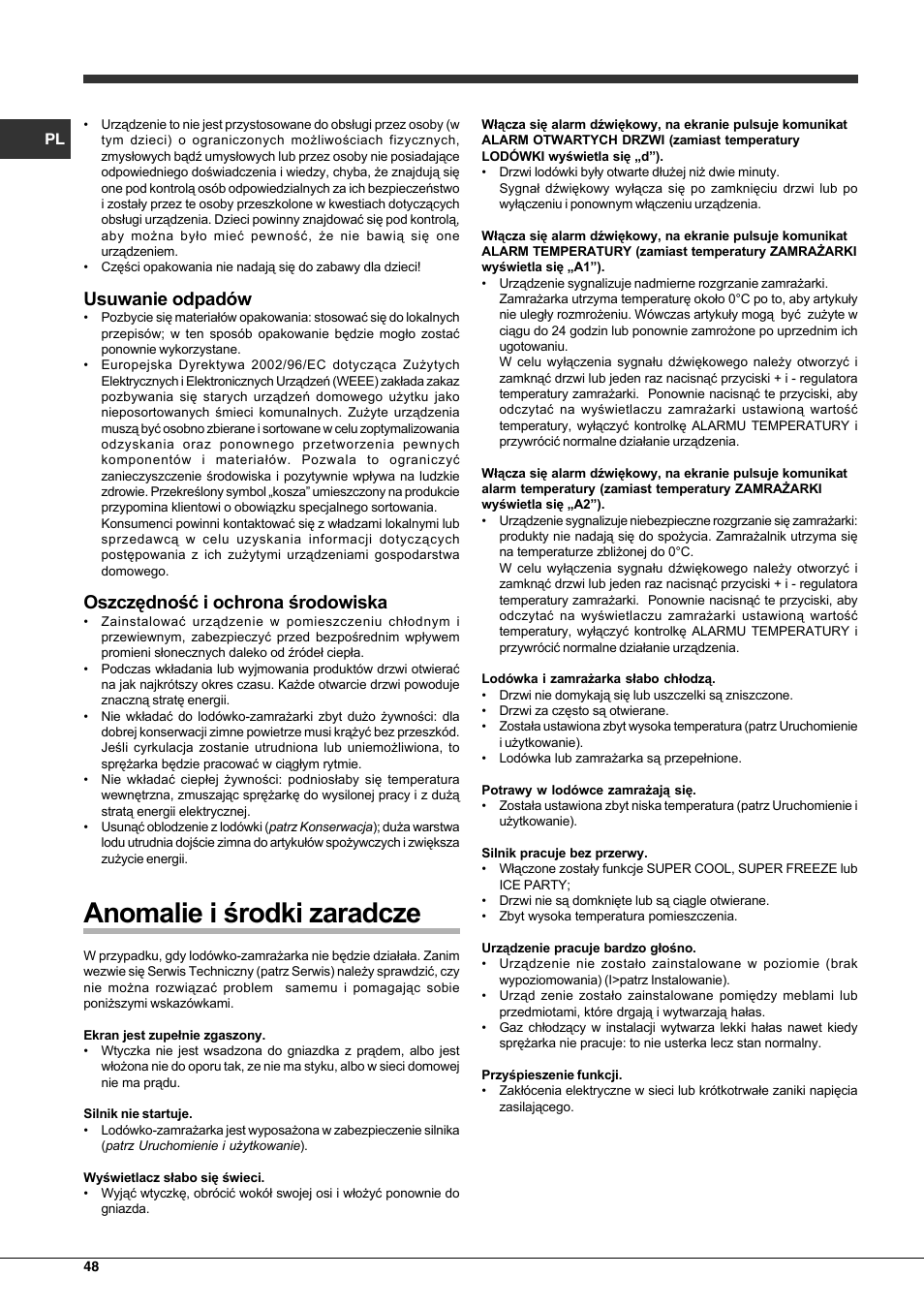 Hotpoint Ariston Combinato EBQH 20223 F User Manual | Page 48 / 52