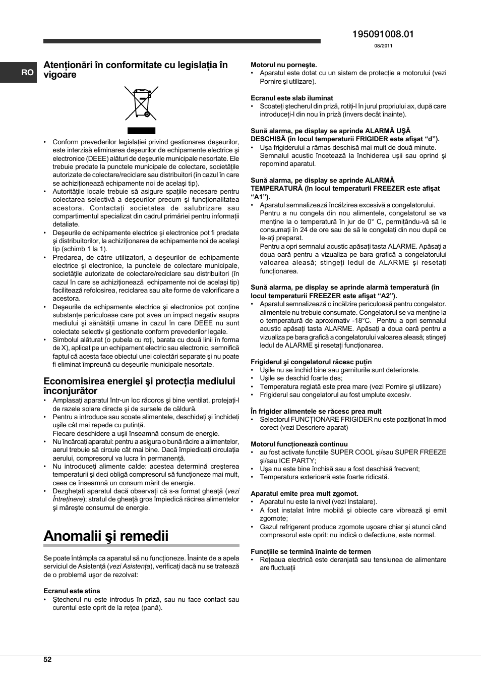 Hotpoint Ariston Combinato EBQH 20223 F User Manual | Page 52 / 52