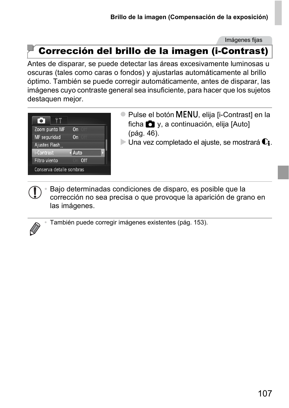 Corrección del brillo de la imagen (i-contrast) | Canon PowerShot D20 User Manual | Page 107 / 221
