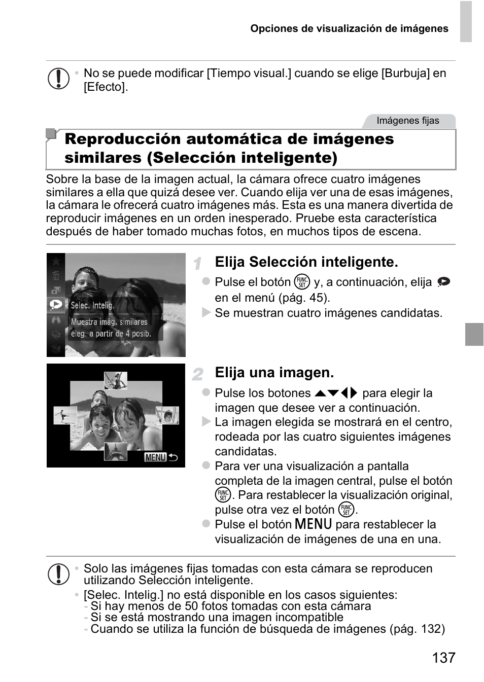 Elija selección inteligente, Elija una imagen | Canon PowerShot D20 User Manual | Page 137 / 221