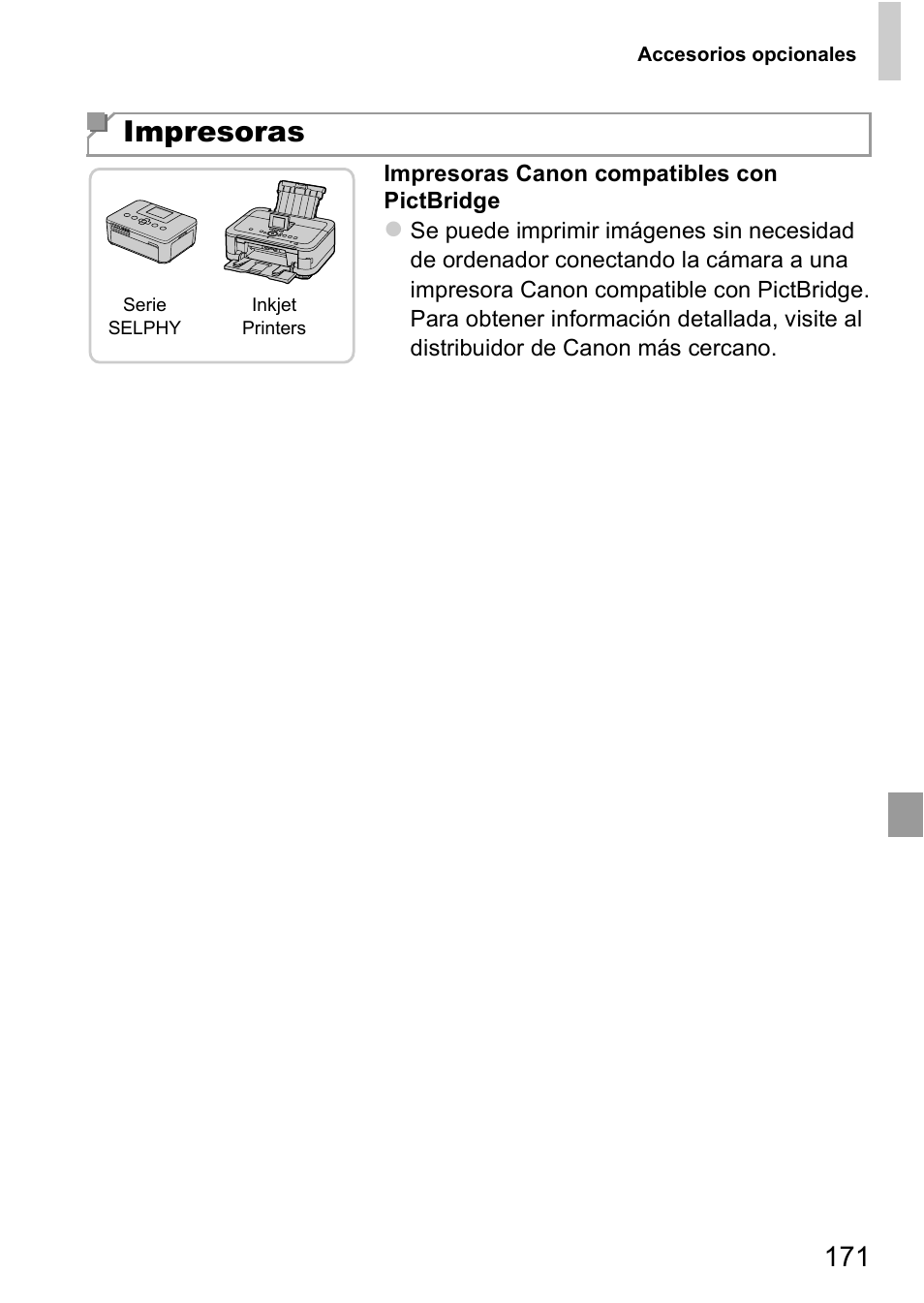 Impresoras | Canon PowerShot D20 User Manual | Page 171 / 221