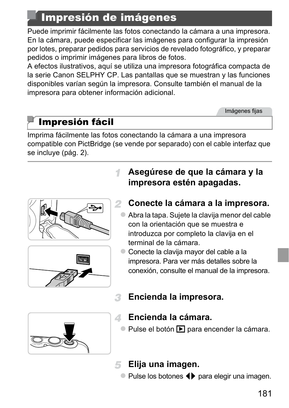 Impresión de imágenes, Nciones de la impresora (pбg. 181) | Canon PowerShot D20 User Manual | Page 181 / 221