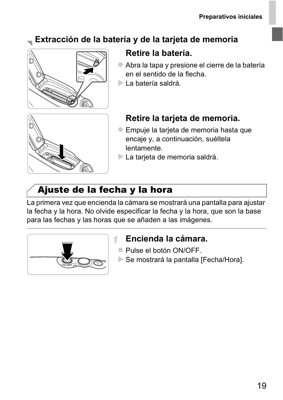 Ajuste de la fecha y la hora | Canon PowerShot D20 User Manual | Page 19 / 221