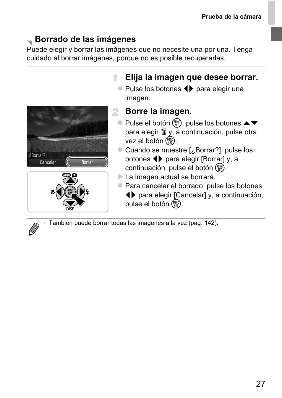 Elija la imagen que desee borrar, Borre la imagen, Borrado de las imágenes | Canon PowerShot D20 User Manual | Page 27 / 221