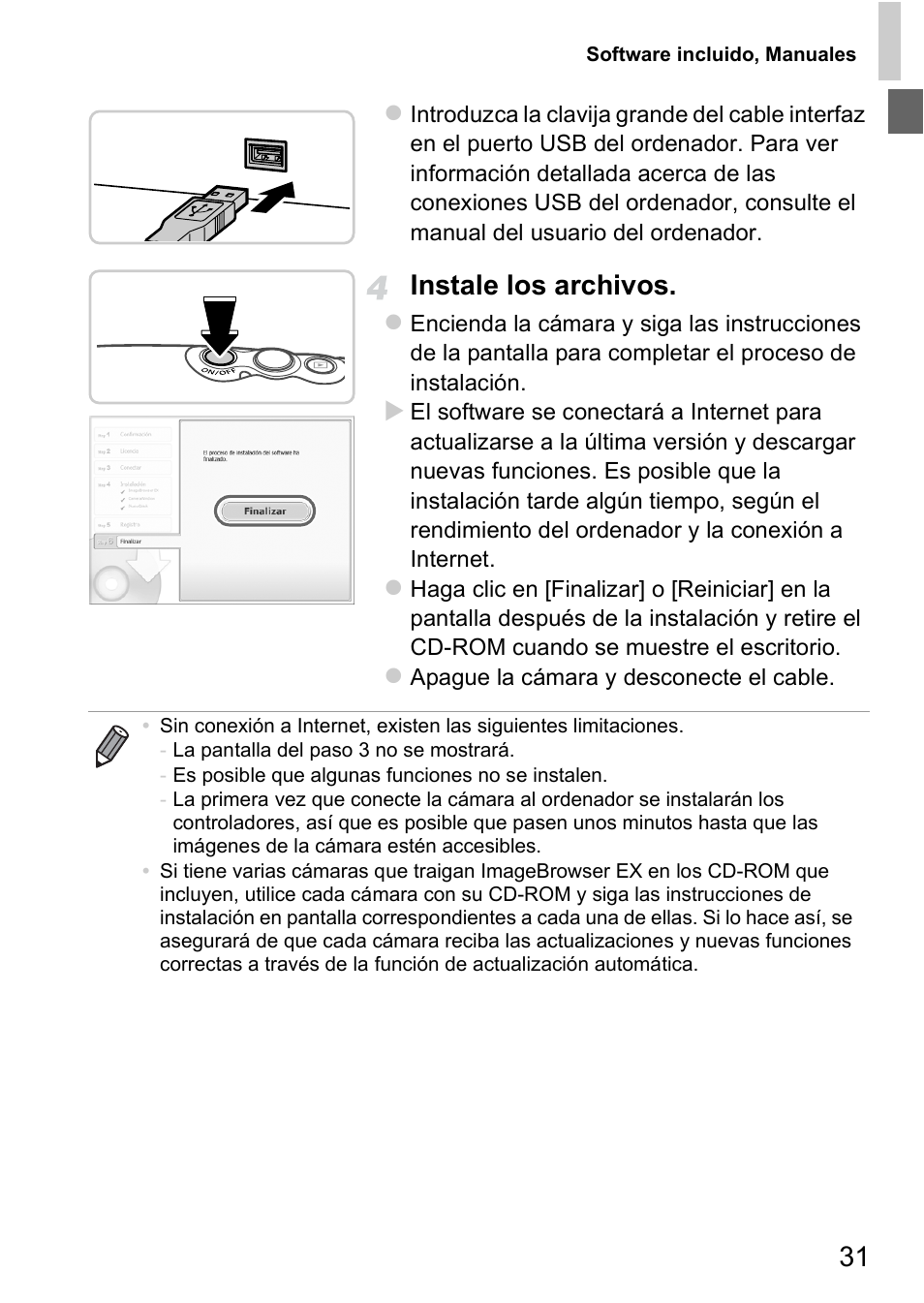 Instale los archivos | Canon PowerShot D20 User Manual | Page 31 / 221