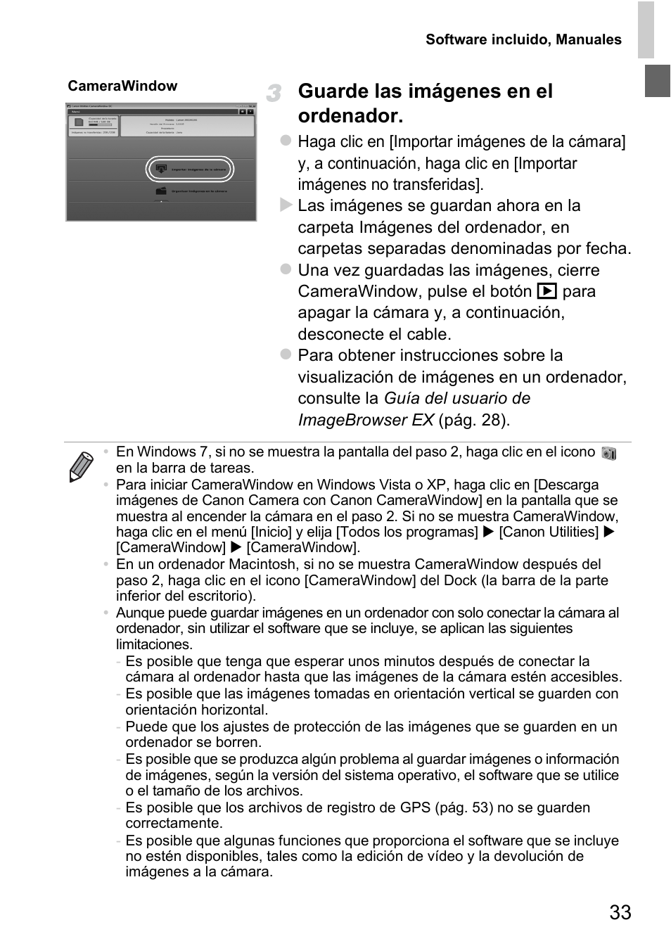 33 guarde las imágenes en el ordenador | Canon PowerShot D20 User Manual | Page 33 / 221