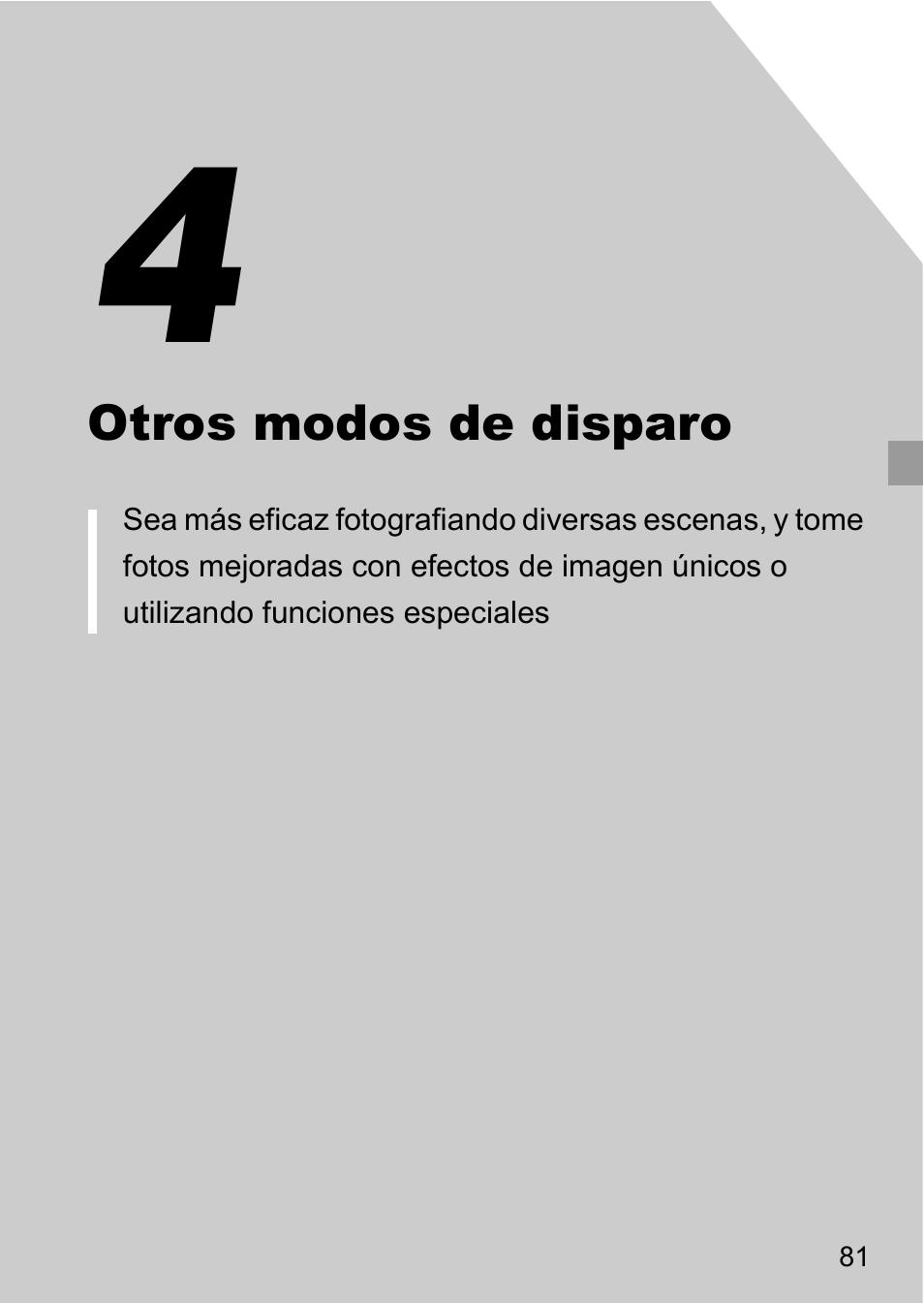 4 otros modos de disparo, Otros modos de disparo | Canon PowerShot D20 User Manual | Page 81 / 221