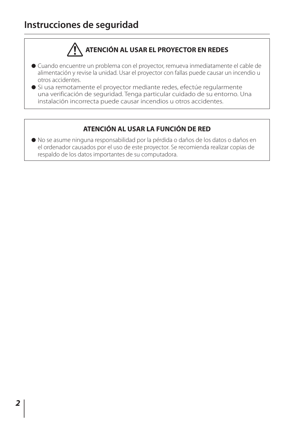 Instrucciones de seguridad | Canon LV-7292A User Manual | Page 2 / 60